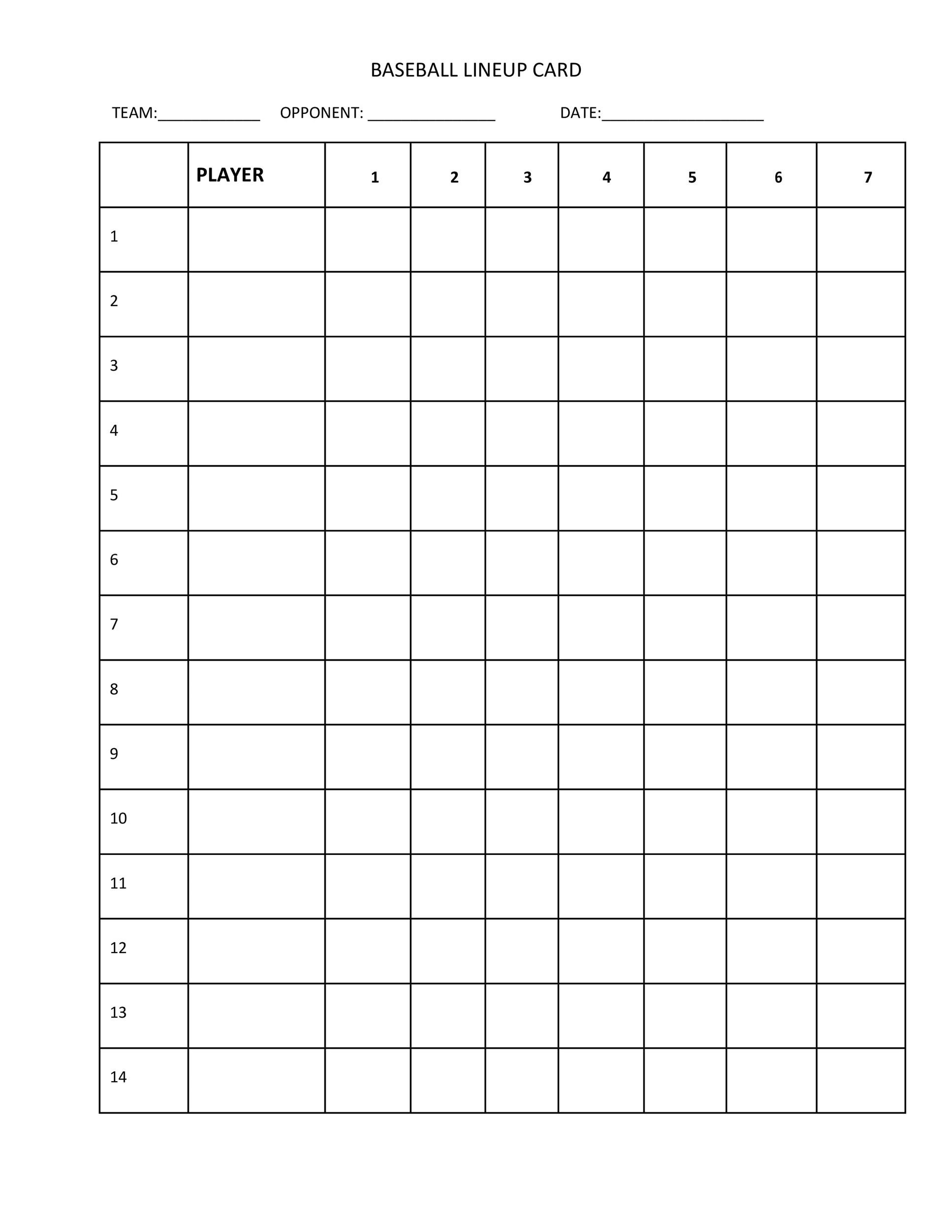 free printable baseball lineup cards template