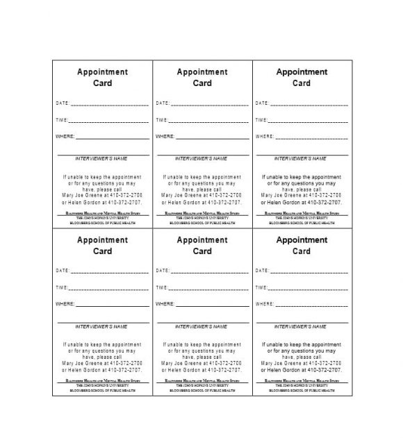 40 Appointment Cards Templates Appointment Reminders