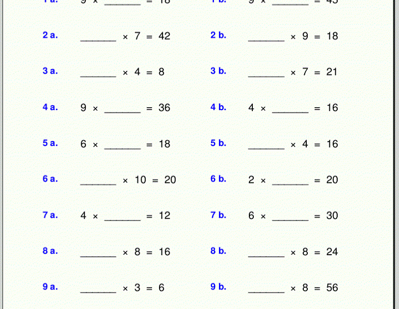 4th Grade Math Facts Worksheets Printable Math Worksheets Printable