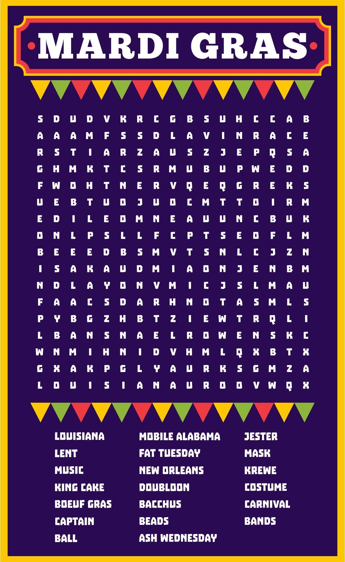 mardi gras printable activities for college students