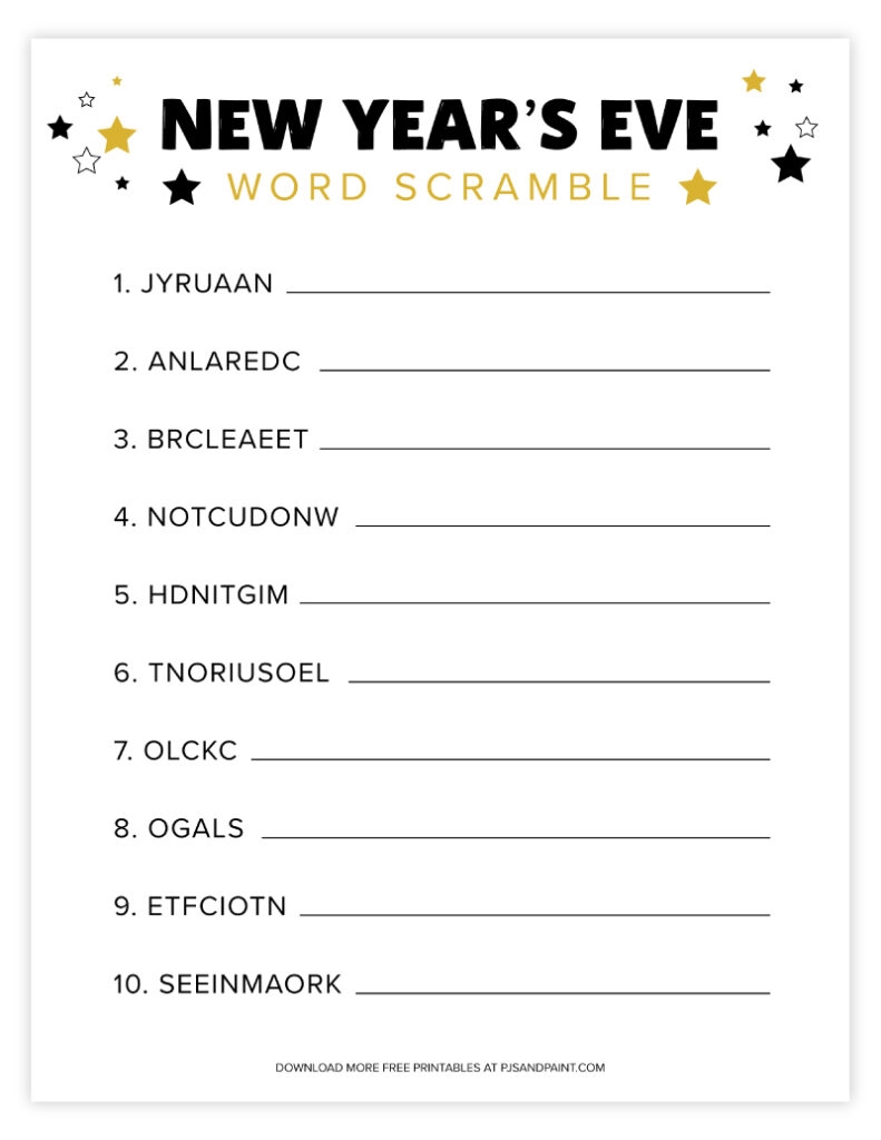 7 Free Printable New Year 39 s Games And Activities Pjs And Paint