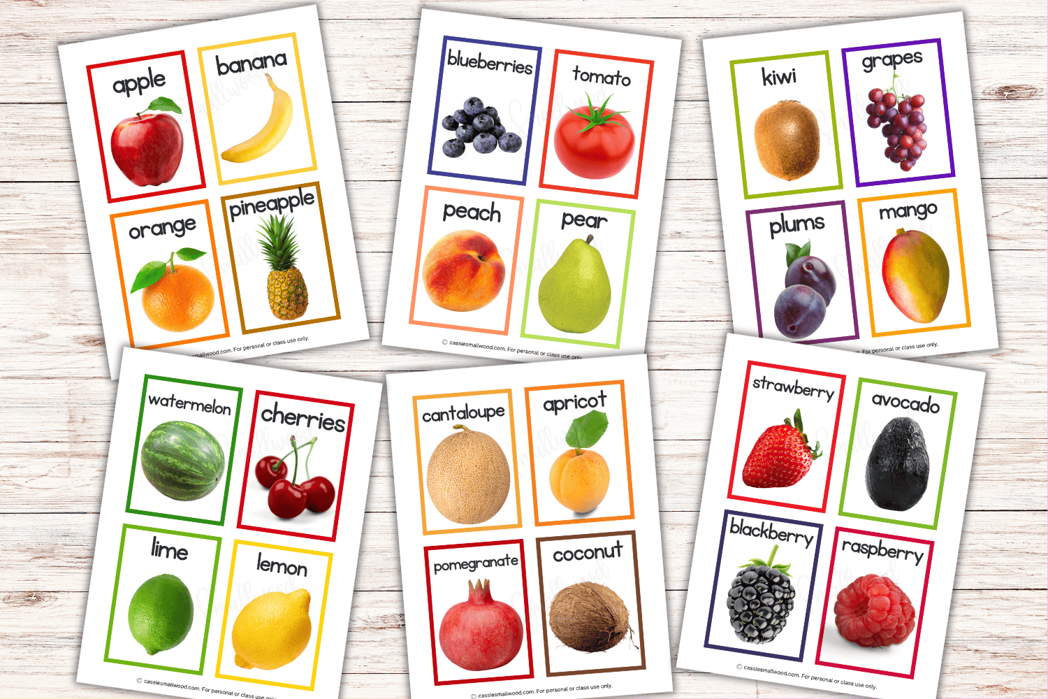 fruit picture cards