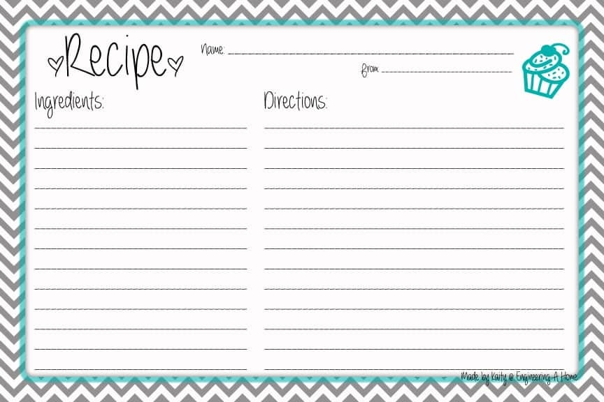 free printable fillable recipe card template
