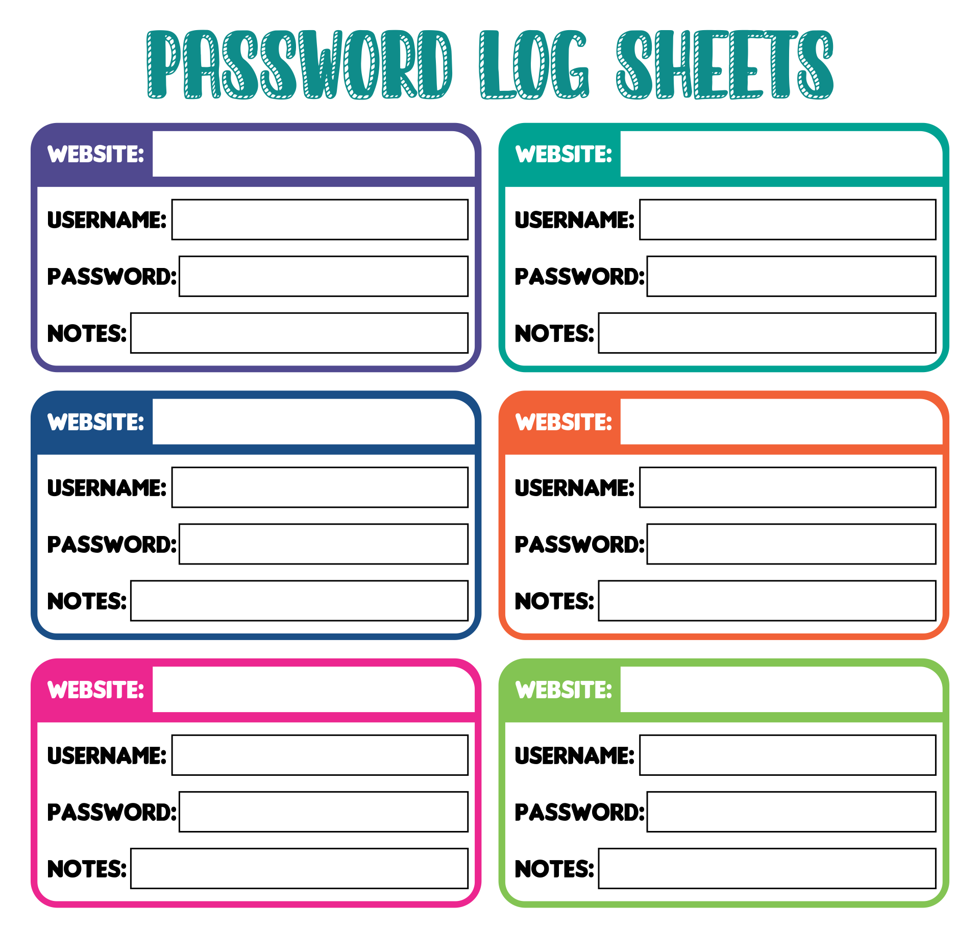 9 Best Images Of Free Printable Password Organizer Worksheets Free 
