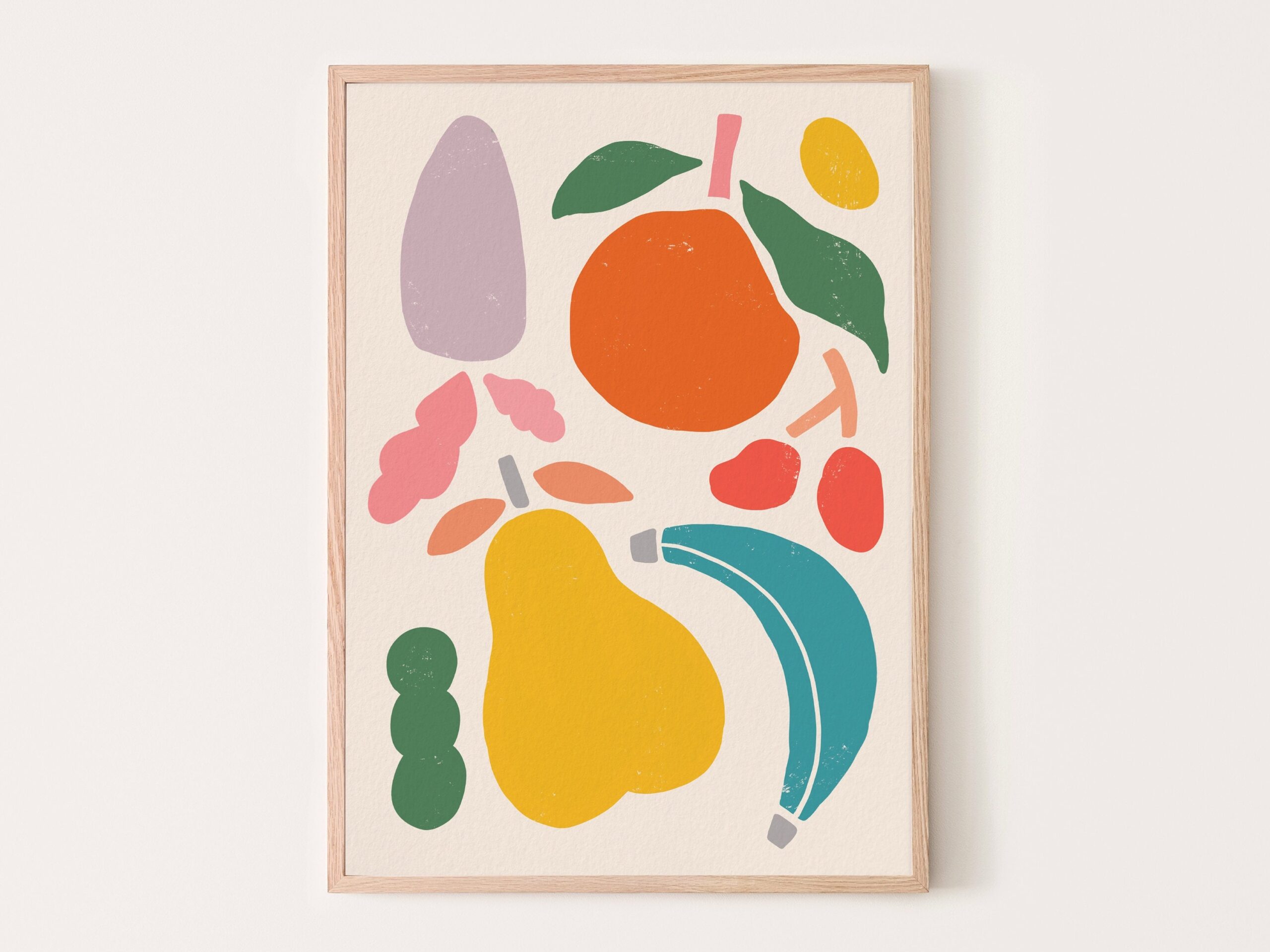 Abstract Fruit Print Colorful Fruit Print Minimalist Wall Art Fruit Art Print Banana Pear Carrot Cherry Apple Kitchen Printable Art Etsy