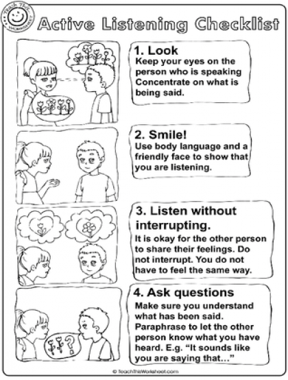 Active Listening Checklist Free Worksheets Samples