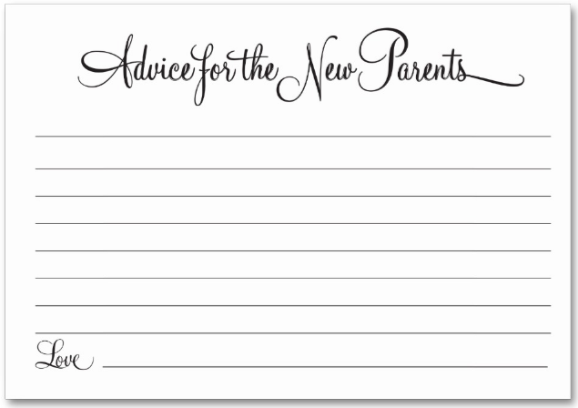 free parents to be advice card printable template