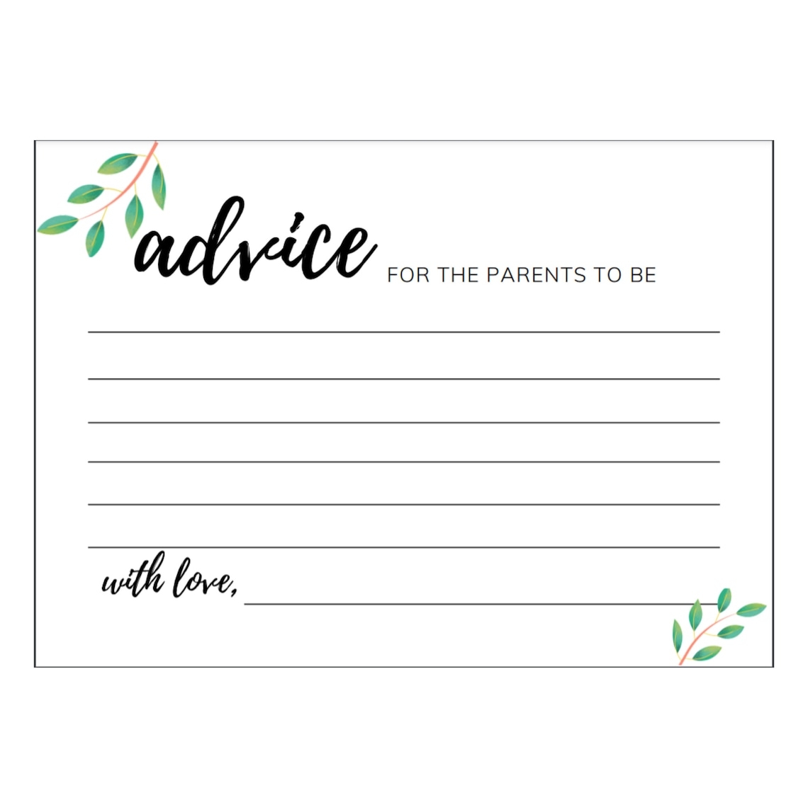 Advice For Parents To Be Printable Advice For Parents Card Etsy