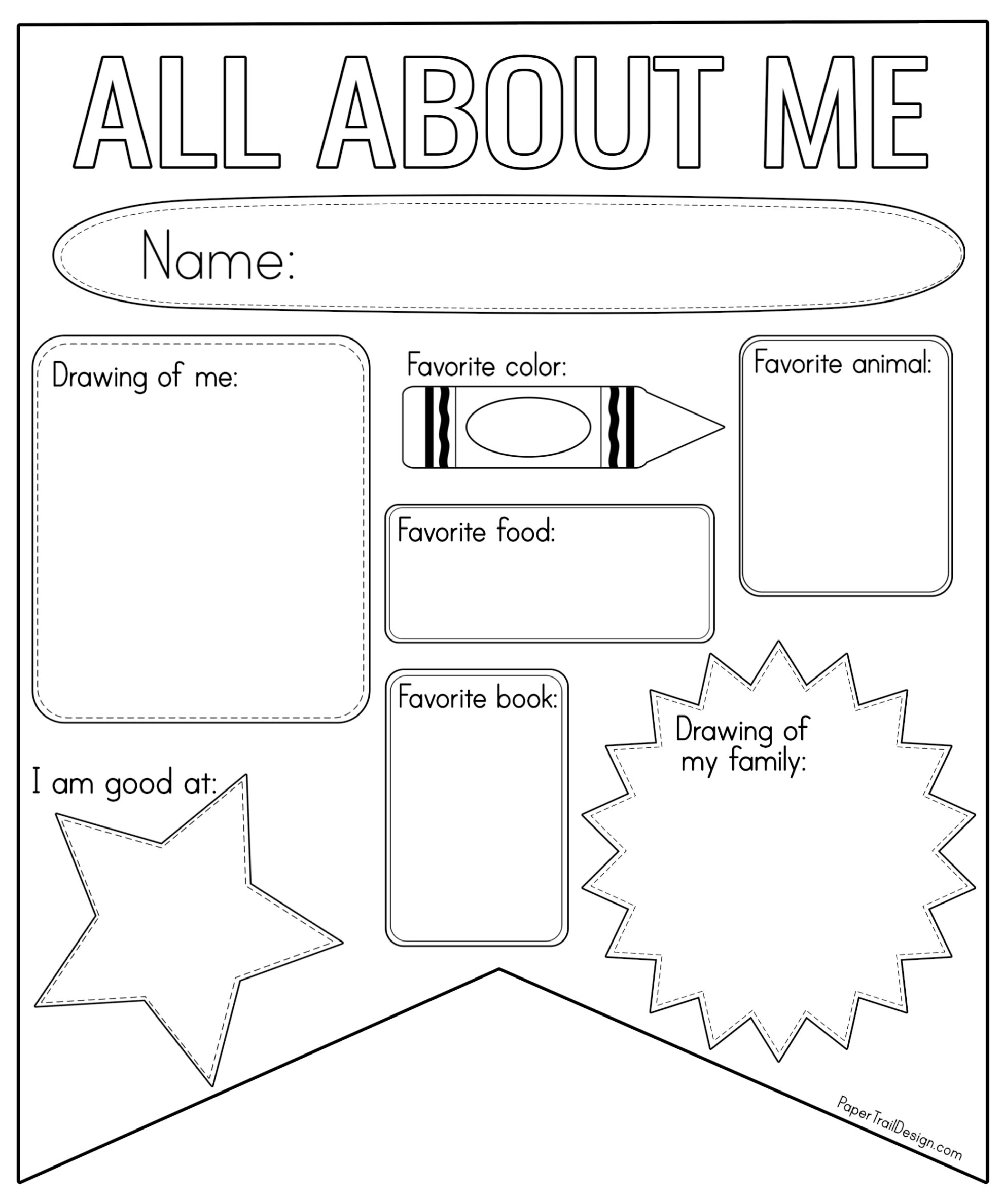 free printable all about me activities