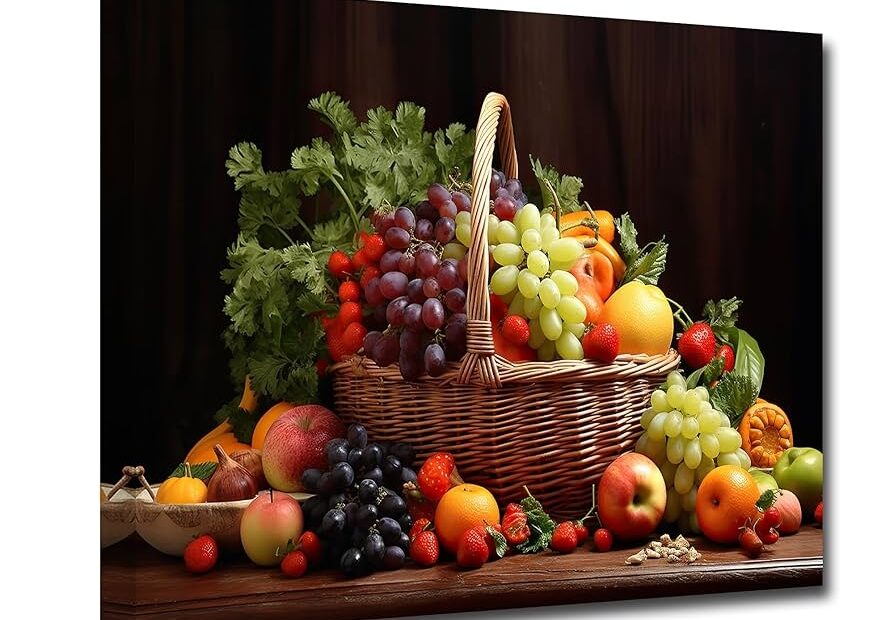 Amazon CXHOSTENT Kitchen Canvas Wall Art Fruit Picture Various Fresh Fruits Vegetable Painting Prints For Kitchen Restaurant Dining Room Decor Framed Fruit 2 16 00