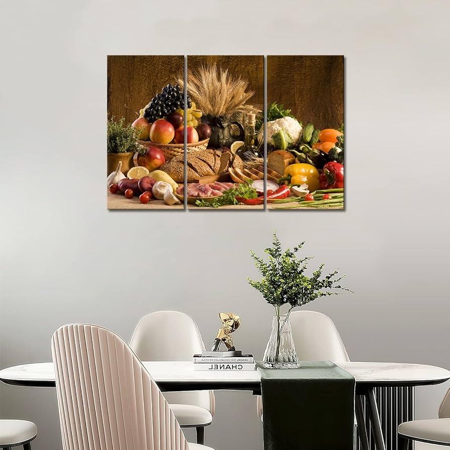 Amazon Food Wall Art Fruit Canvas For Dining Room 4 Panels 