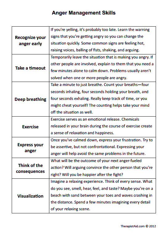 free printable anger management activities for adults