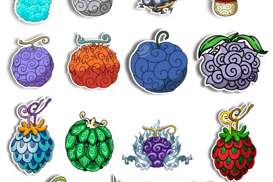 Animes On Trend Pack Of 20 One Piece Devil Fruit Stickers For Laptop Phone Guitar Bike PC Scrapbook Waterproof Glossy Vinyl Decals