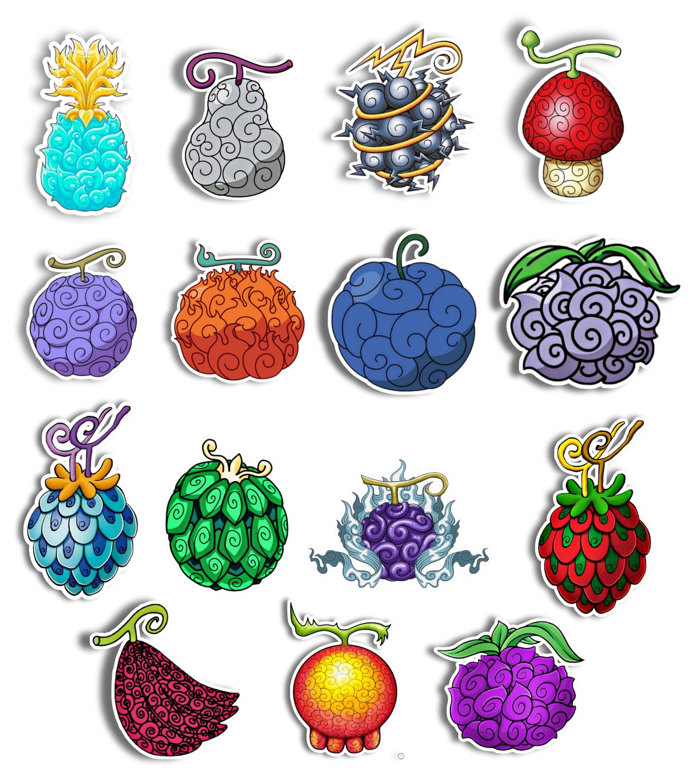 Animes On Trend Pack Of 20 One Piece Devil Fruit Stickers For Laptop Phone Guitar Bike PC Scrapbook Waterproof Glossy Vinyl Decals 