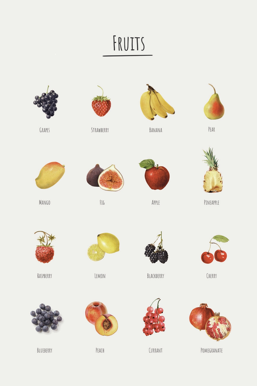 Art Print Fruits English