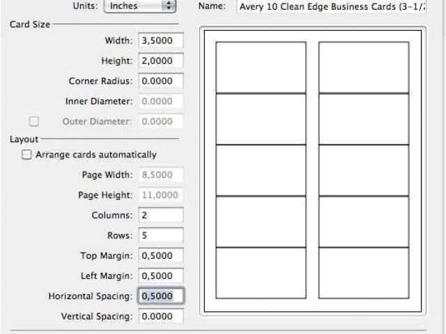 Avery Business Card Template 10 Per Sheet Cards Design Templates