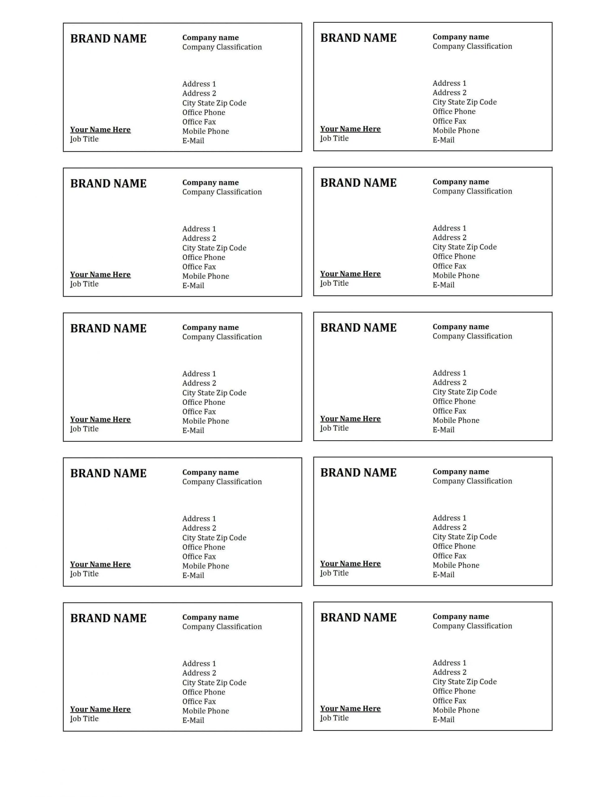 Avery Business Card Templates Free Downloads 28371 Printable