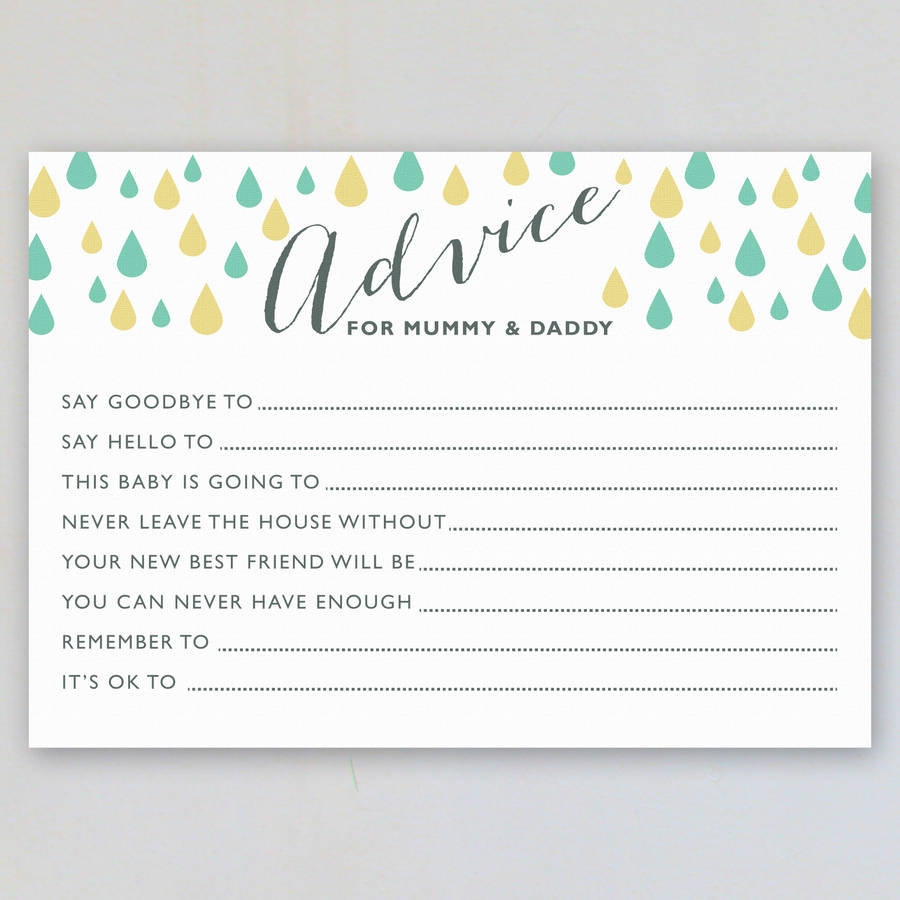 downloadable free printable advice cards for baby shower template