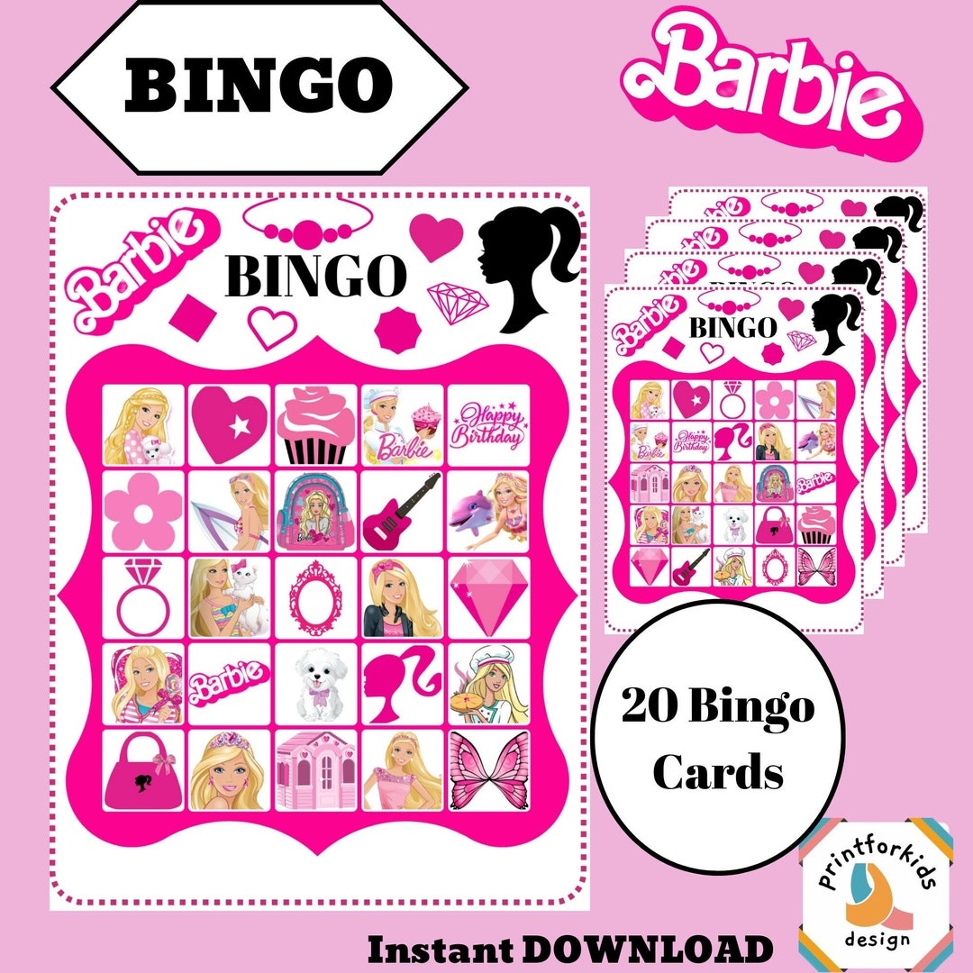 Barbie Activities Printable Barbie Bingo Game Download Etsy UK