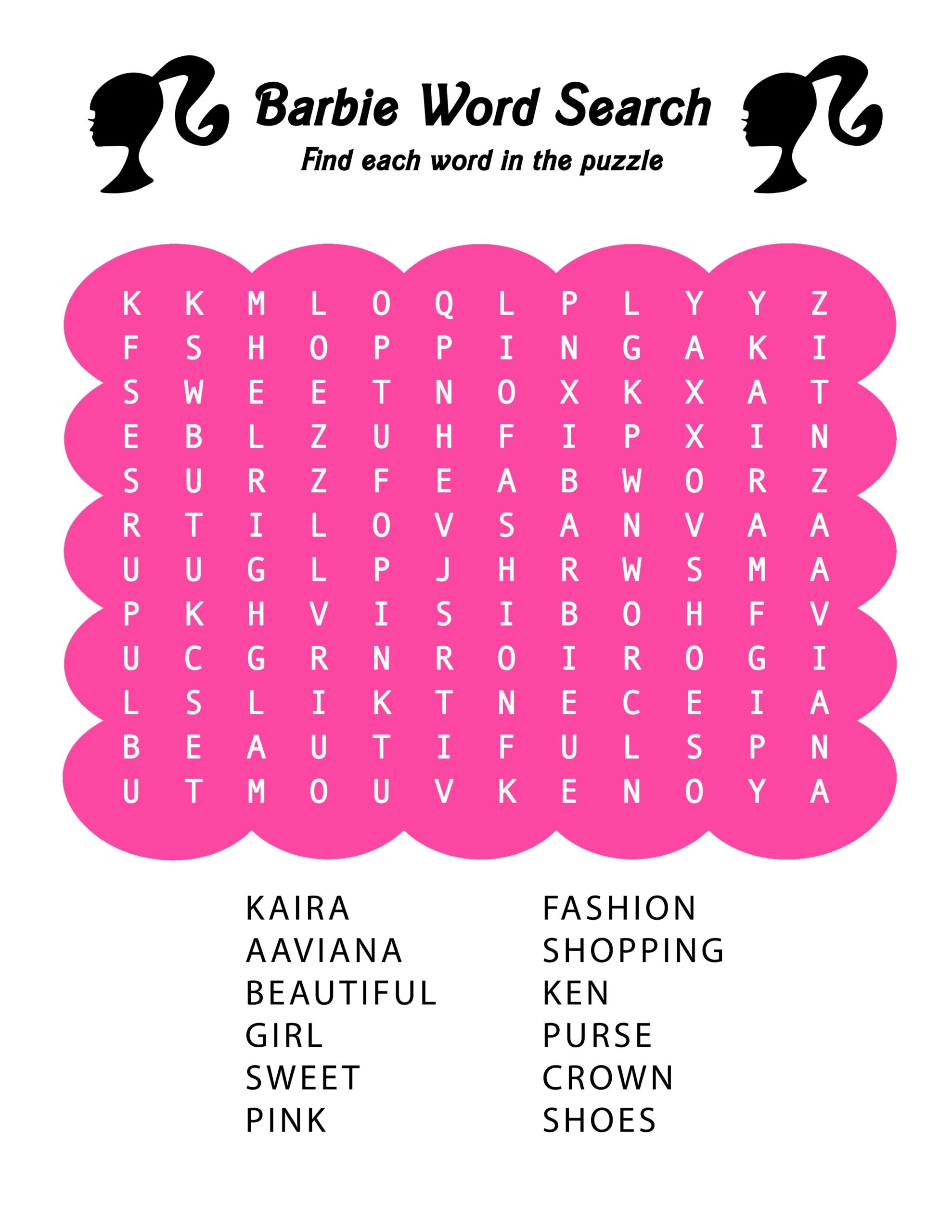 barbie activities printable