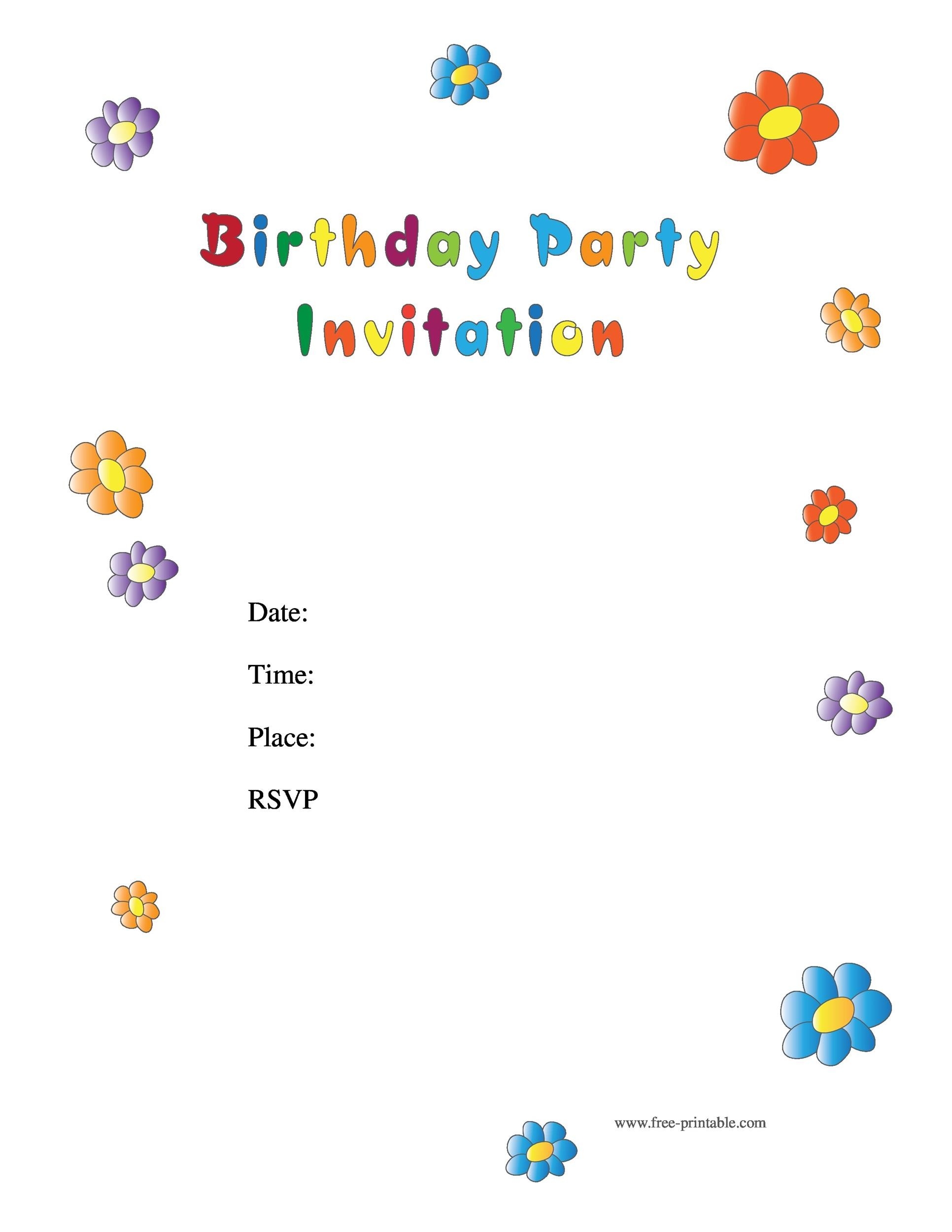 free printable birthday card invitation template