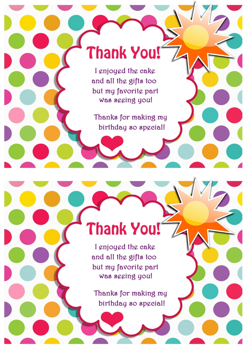 free printable birthday thank you card template