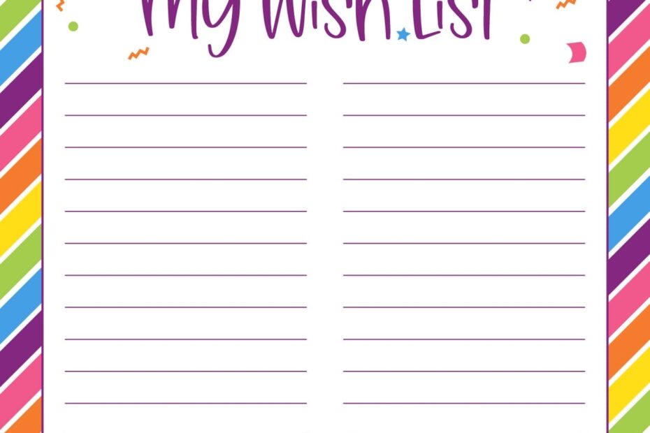 Birthday Wish List Templates 12 FREE Lists PrintaBulk