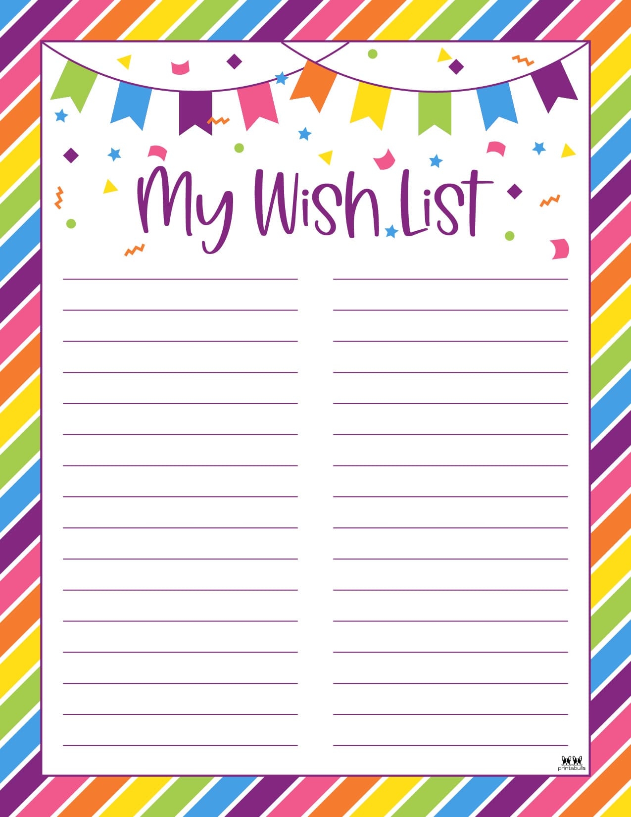 Birthday Wish List Templates 12 FREE Lists PrintaBulk