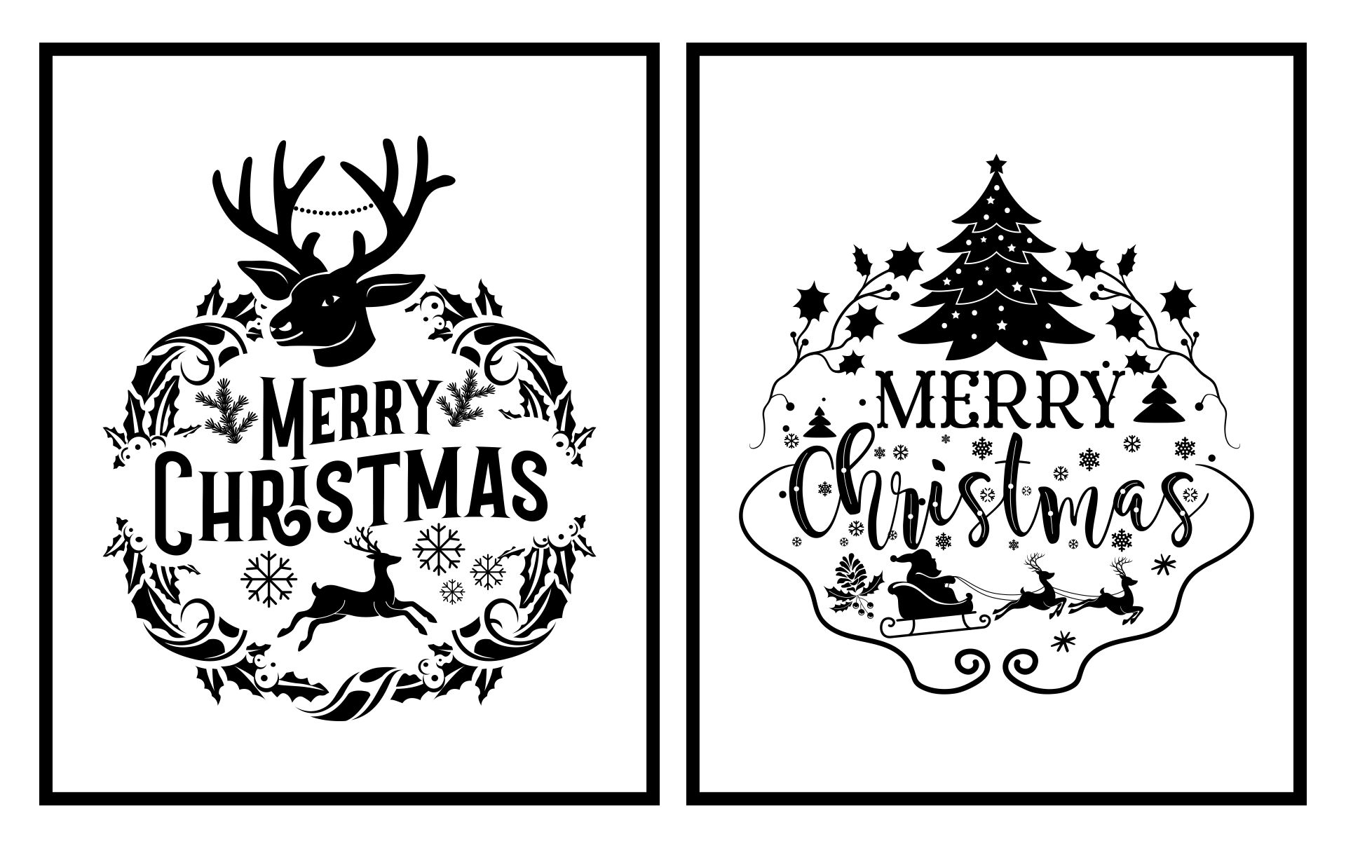 christmas card template printable black and white