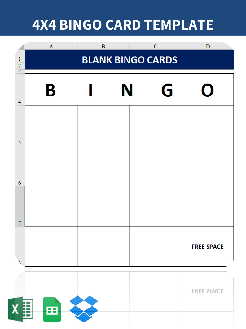 Blank Bingo Card 4x4 Printable Free Templates