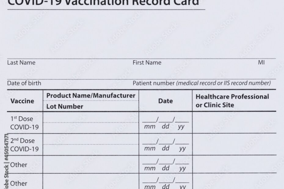Blank Covid 19 Vaccination Record Card Stock Illustration Adobe Stock