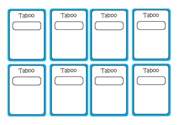 Blank Taboo Cards By George 39 s School Teachers Pay Teachers