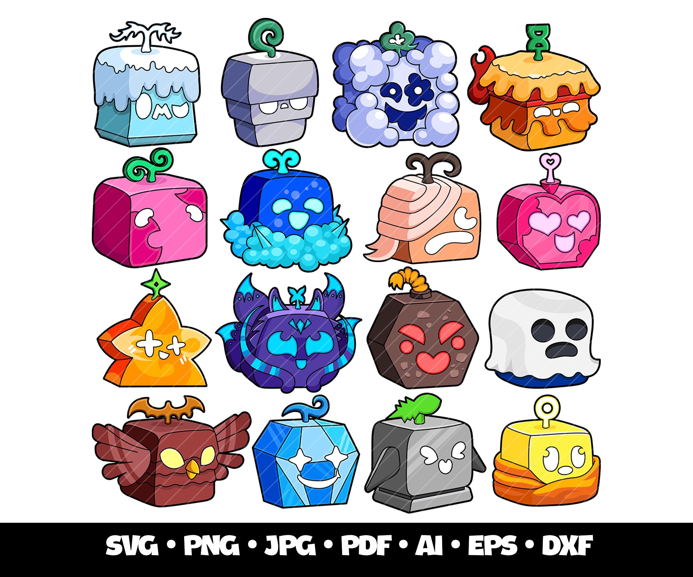 Blox Fruits SVG Bundle Roblox Gaming Clipart Pirate Ninja Roblox SVG Blox Fruit Birthday Printable Cake Roblox Cricut Game Fruits PNG Etsy UK