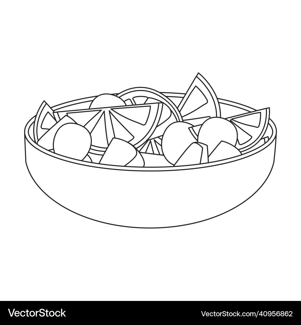 Bowl Of Fruit Salad Iconoutline Royalty Free Vector Image