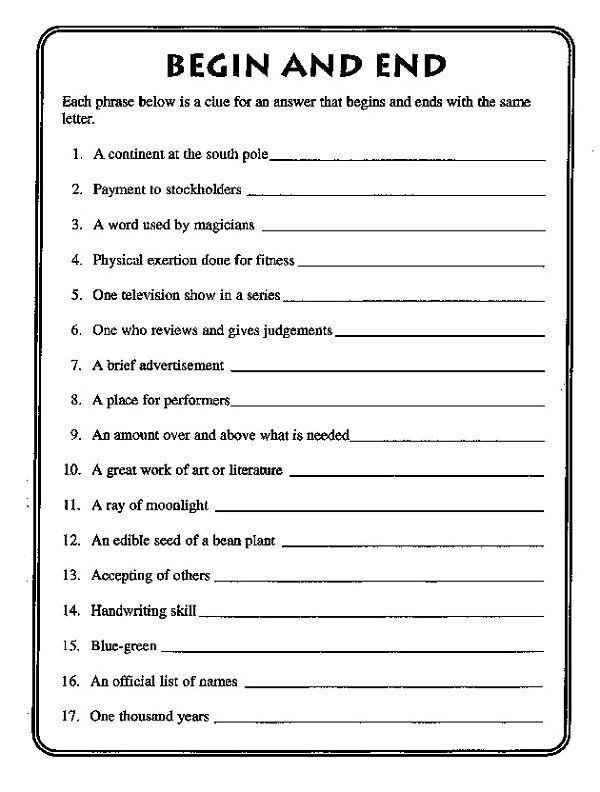 Brain Games For Dementia Patients Printable