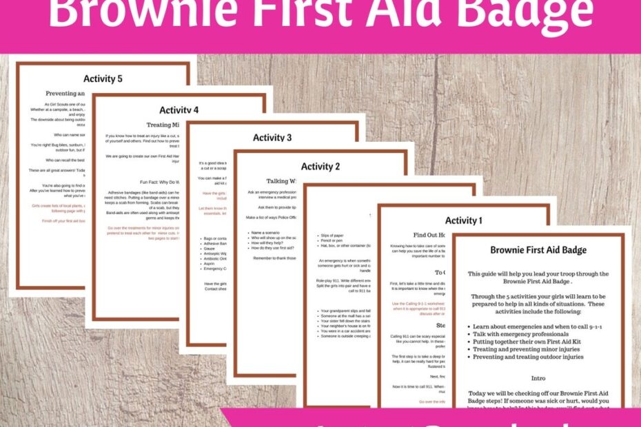 Brownie First Aid Badge Activity Kit Girls Scout Troop Organizer