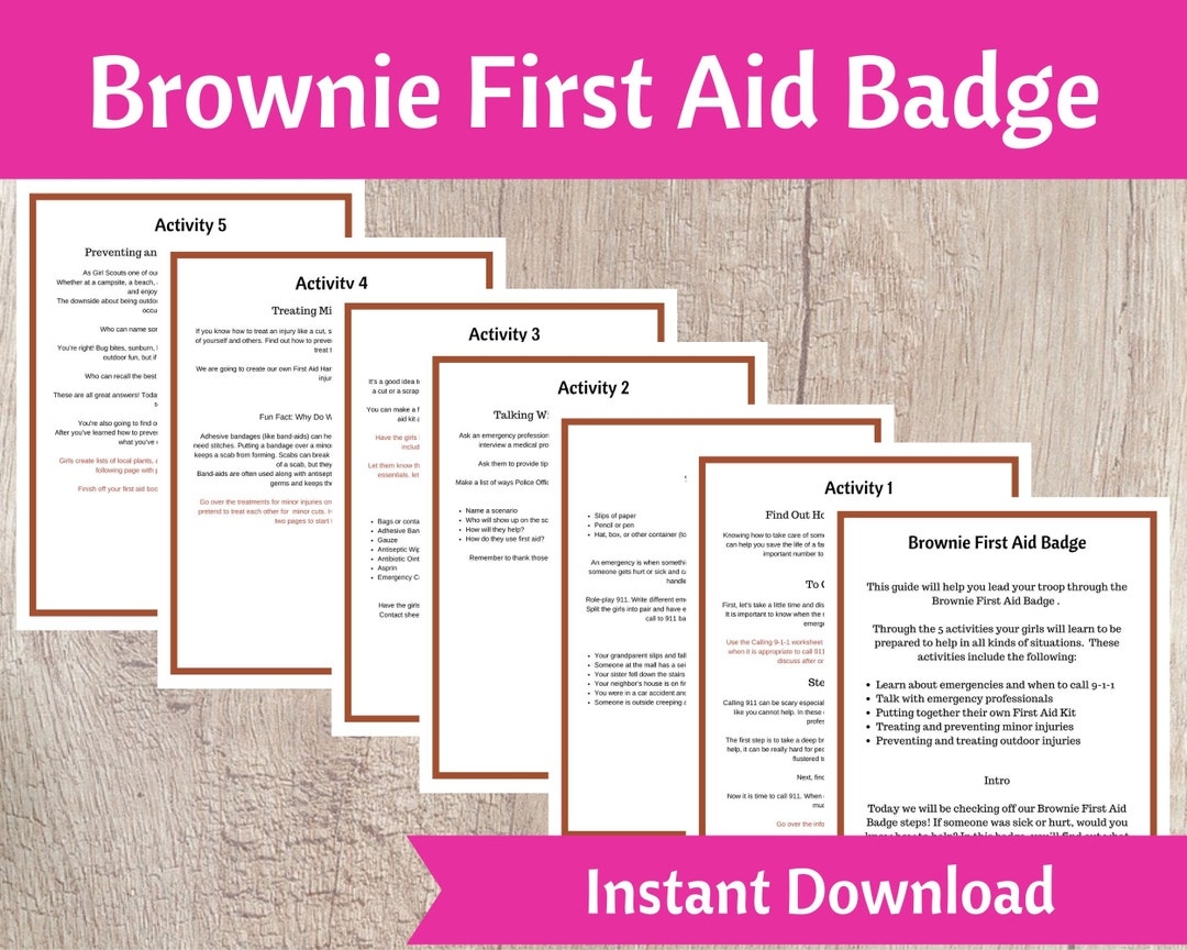 Brownie First Aid Badge Activity Kit Girls Scout Troop Organizer 