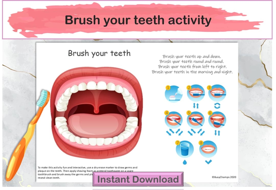 Brush Your Teeth Printable Activity Preschool Busy Book Page Life 