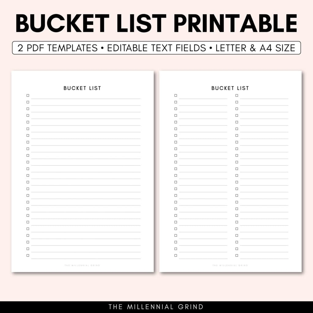 Bucket List Printable Template Printable Templates Online By Paul 