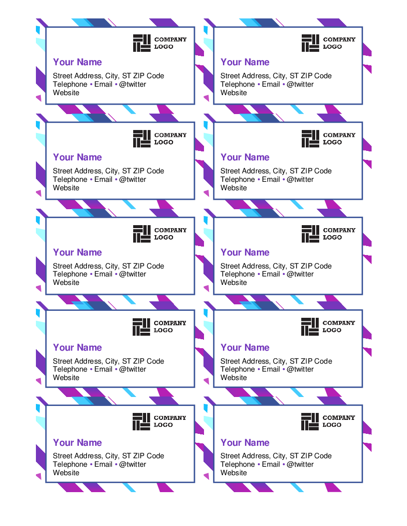 editable free printable business card templates for word
