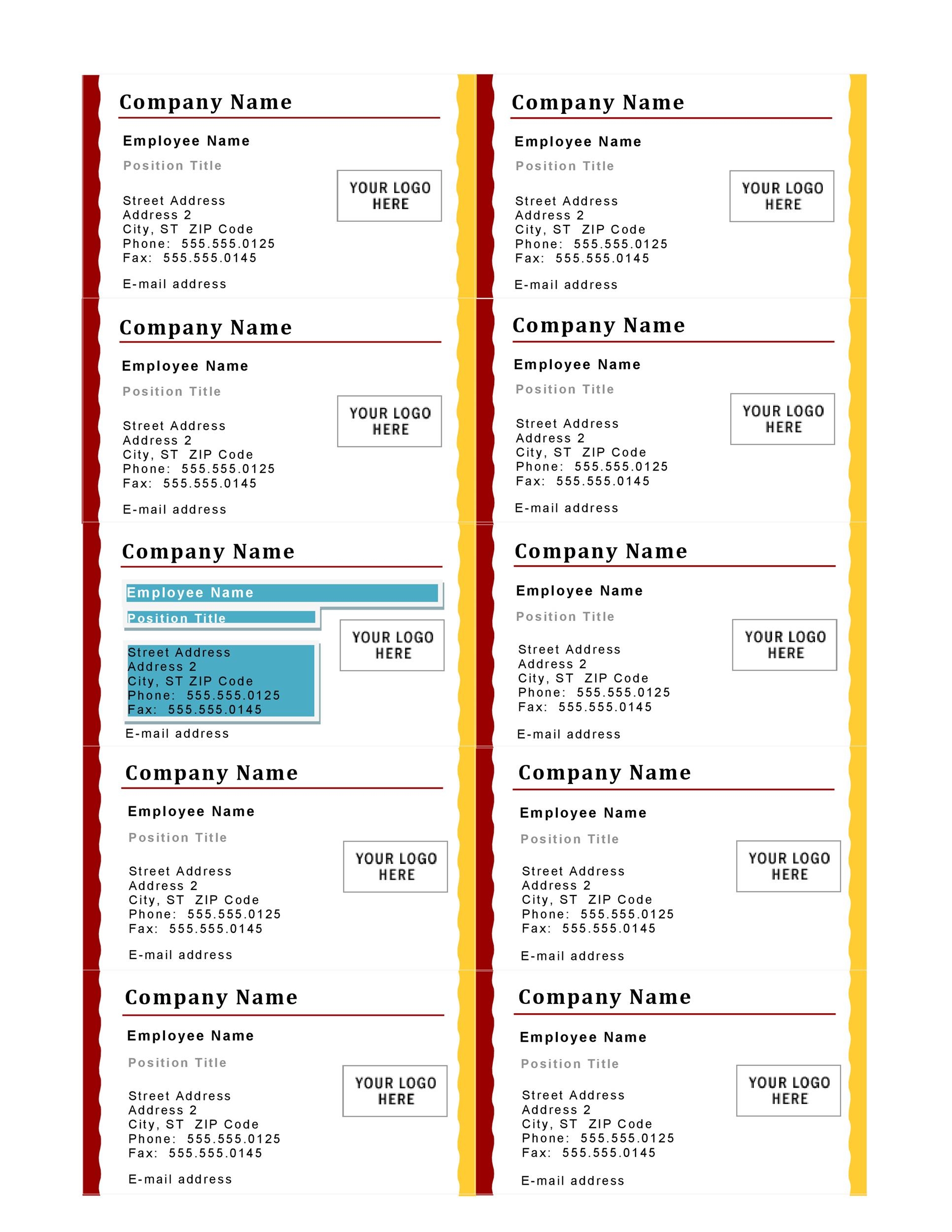 Business Cards Free Template Printable Honcyber