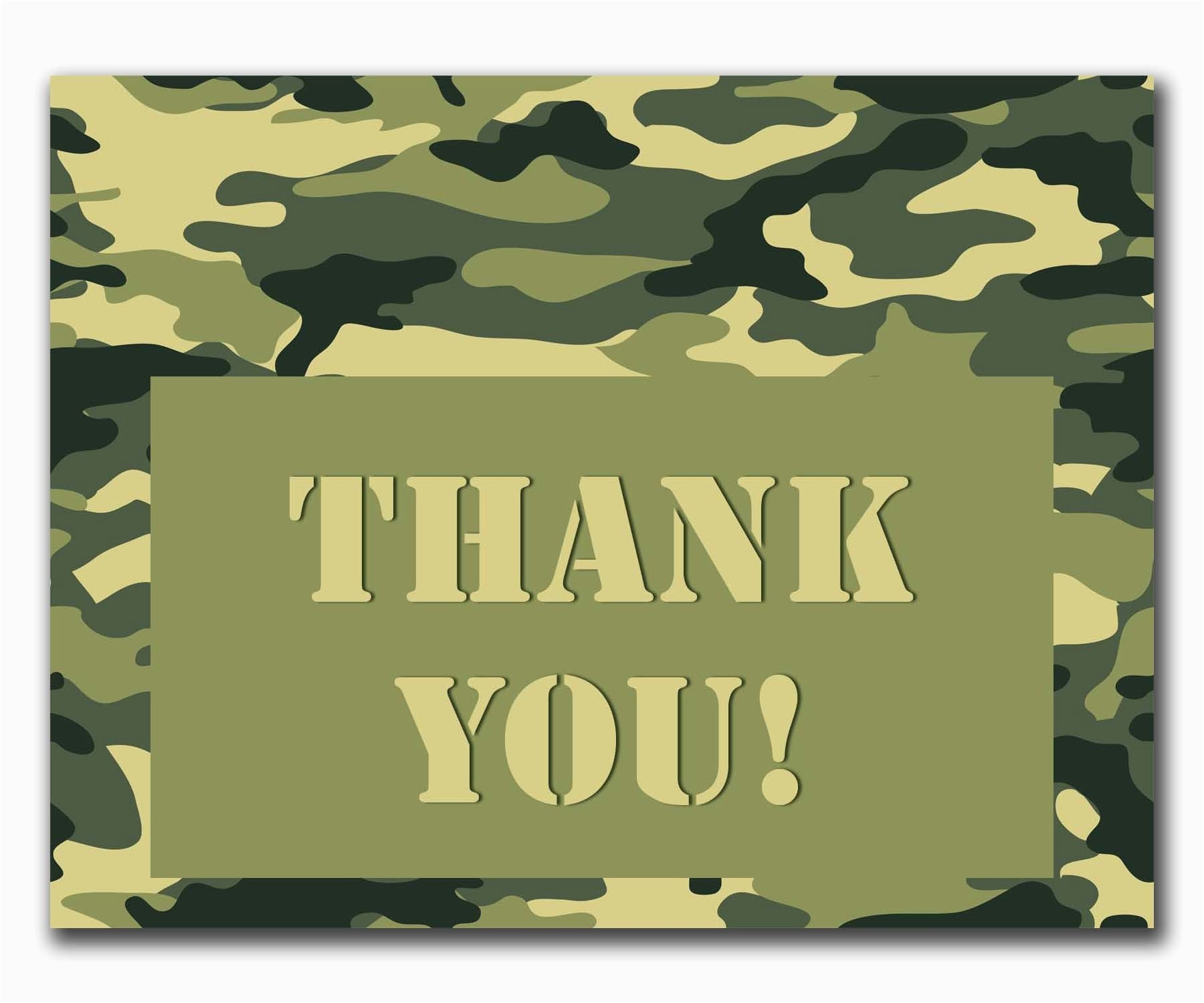 Camo Birthday Card Template Camouflage Thank You Printable Card And 