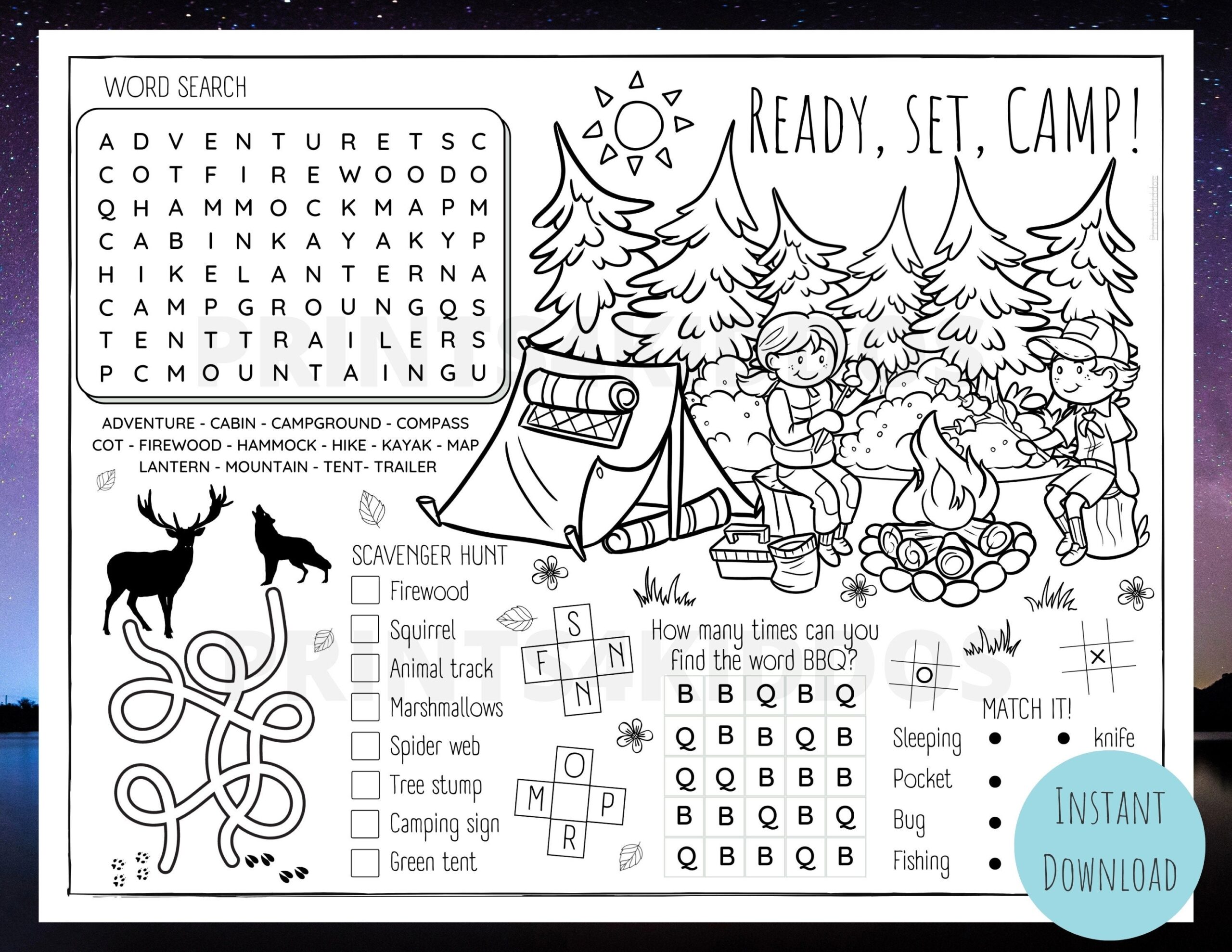 Camping Wildlife Camping Worksheet Coloring And Activity Page 