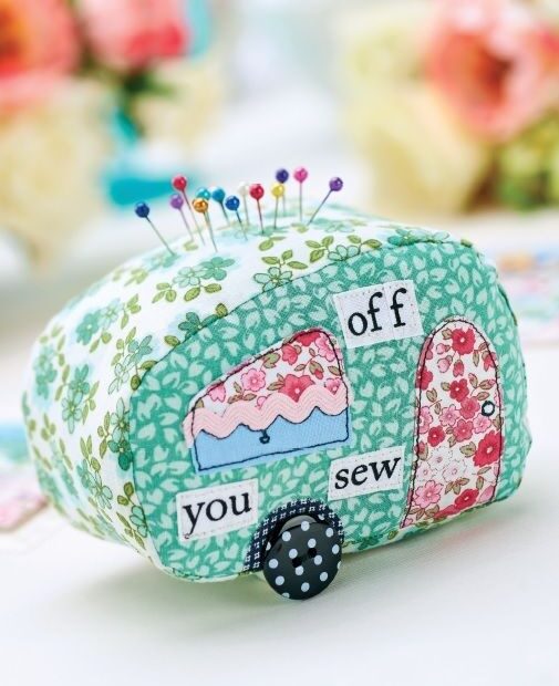 Caravan Patchwork Pincushion Suitcase Tag Templates Free Card