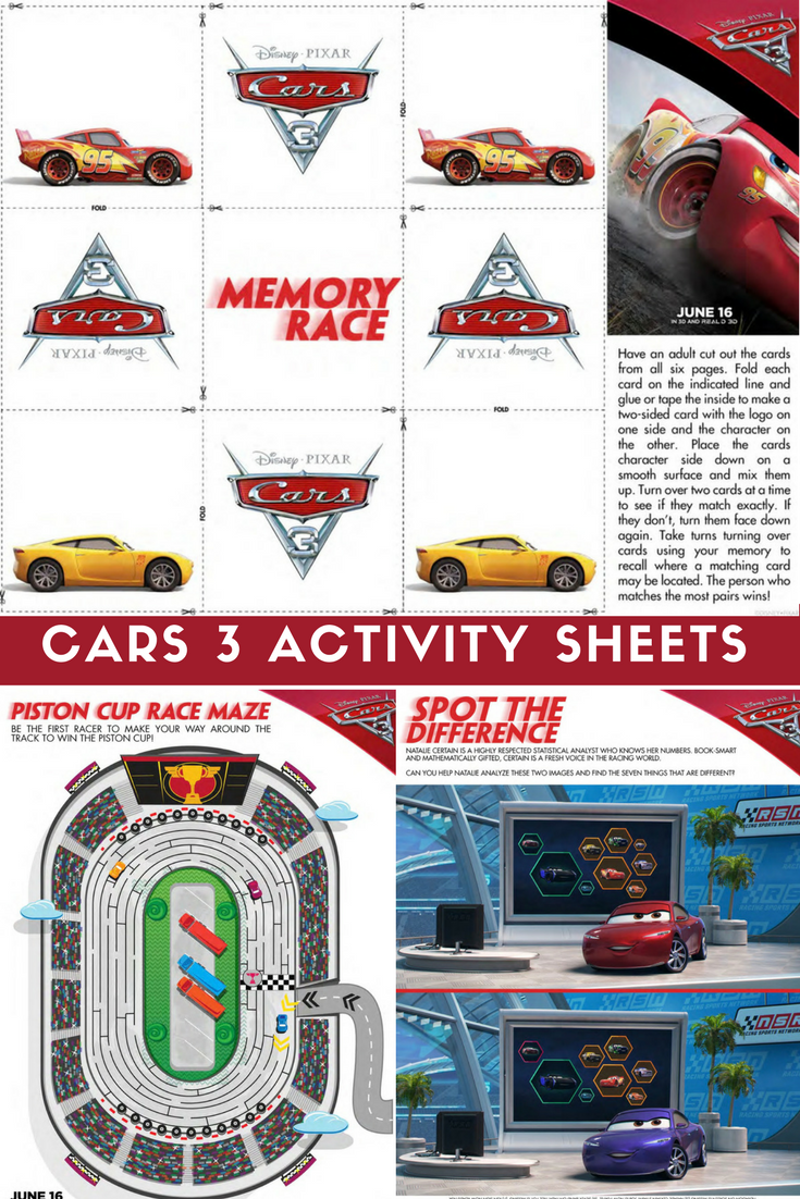 Cars 3 Activity Sheets Free Printables Activity Sheets Disney 