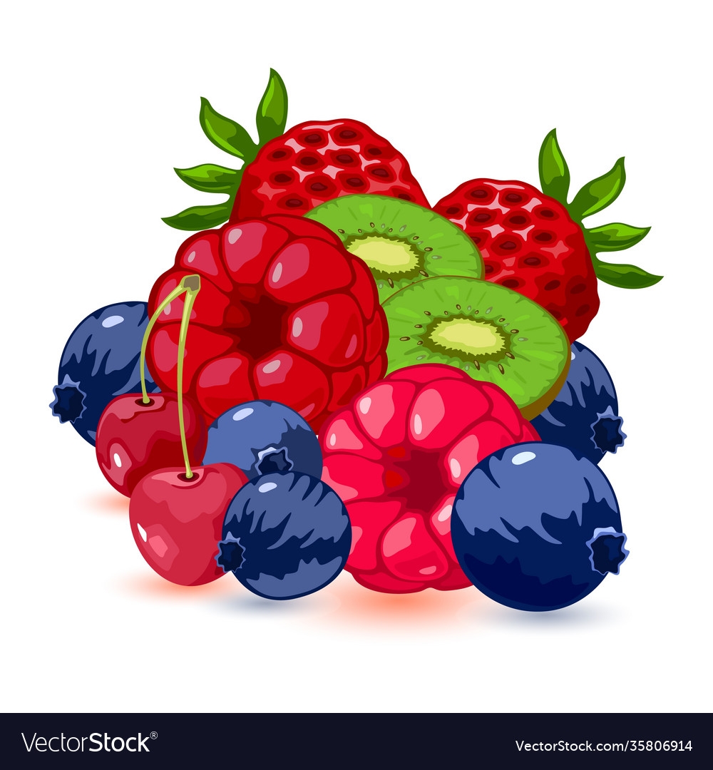 Cartoon Bunch Fruits Set Royalty Free Vector Image