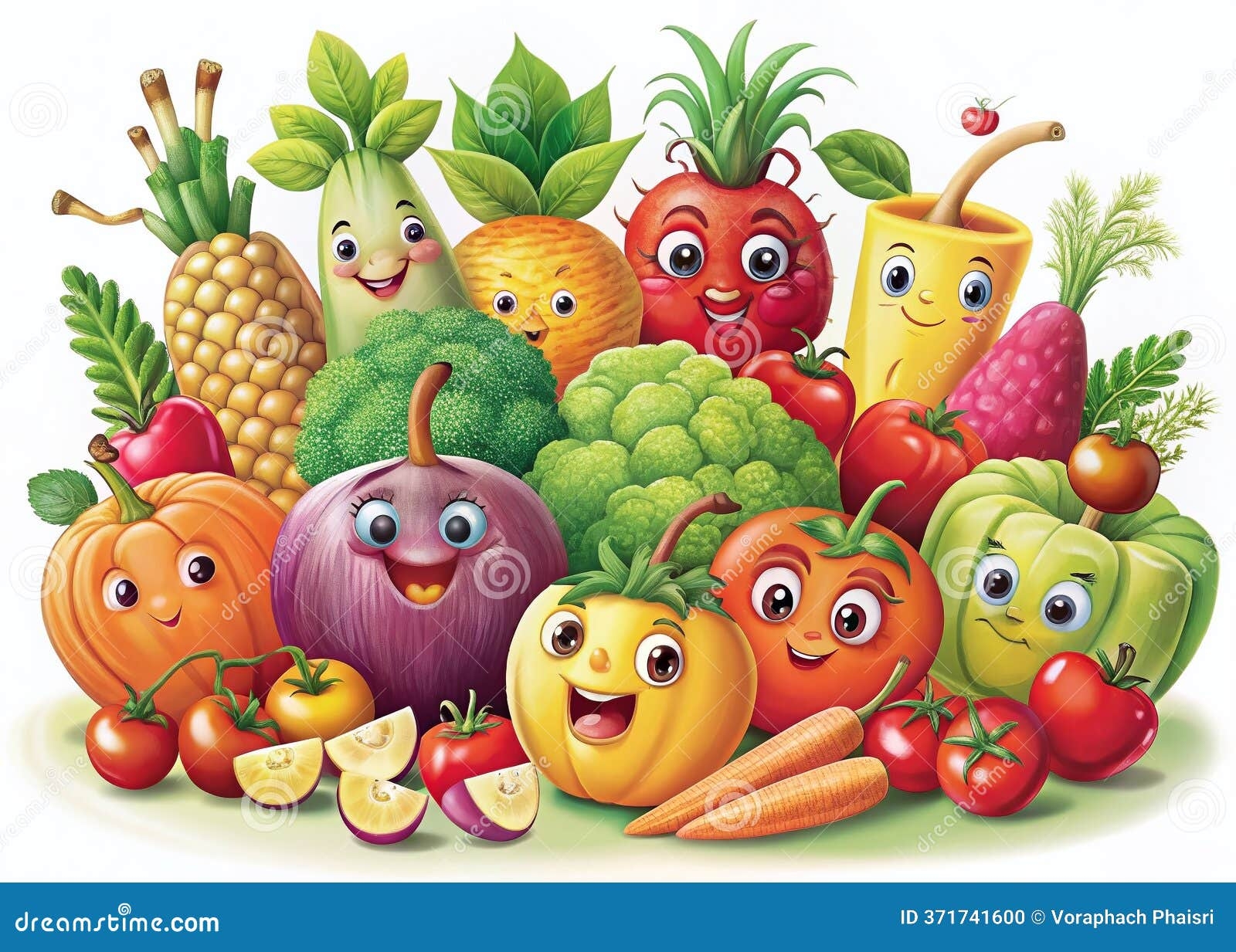 Cartoon Eating Fruits Vegetable Stock Illustrations 4 111 