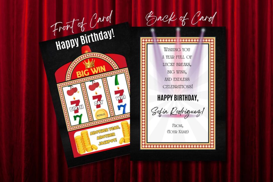Casino Birthday Card Printable Birthday Card Fun Slot Machine Theme