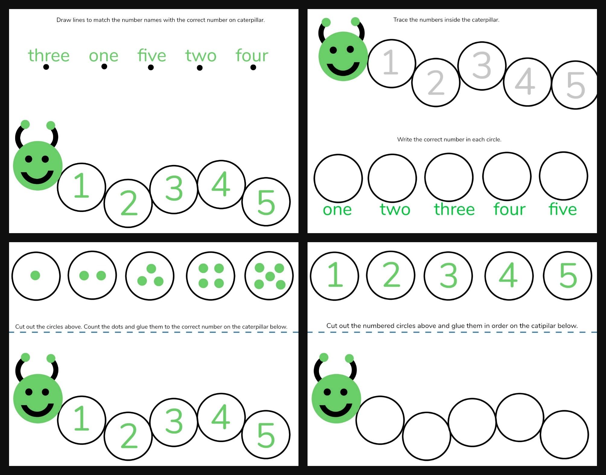 caterpillar counting activity printable