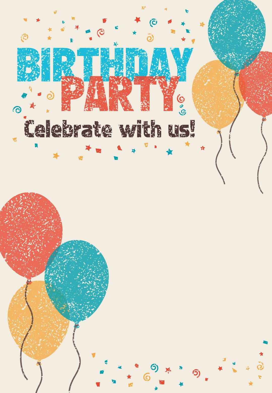 Celebrate With Us Free Birthday Invitation Template Happy 